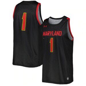 Maryland Terrapins Under Armour Replica Black Basketball Jersey, #1, XXL, New